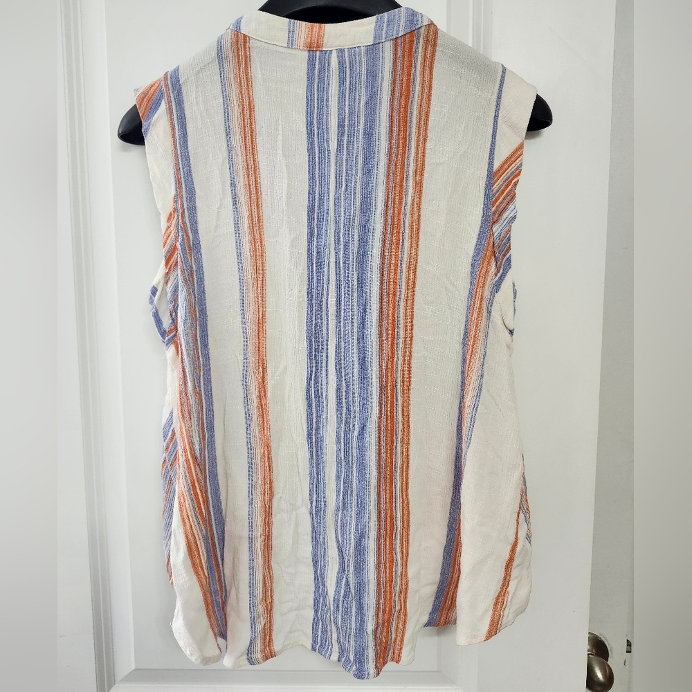 Universal‎ Thread Light Weight Cross Front Stripped Blouse Woman's Large - Picture 4 of 5